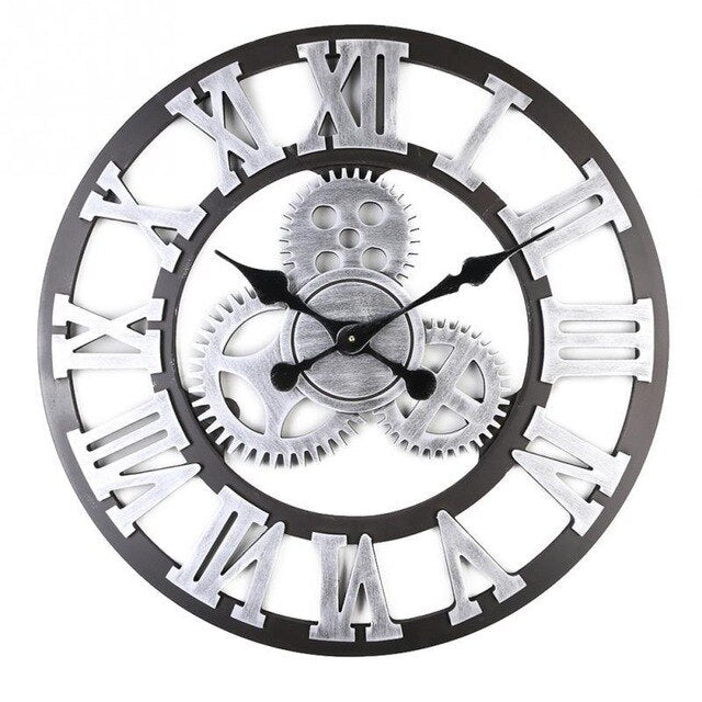 horloge style industriel grise