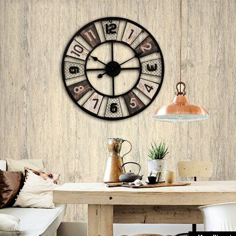 horloge industrielle en bois et metal
